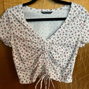 White floral crop top